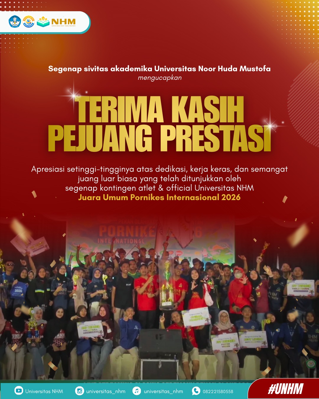 NHM meraih Juara Umum PORNIKES Internasional 2026